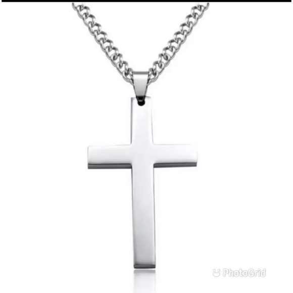 Men’s Cross Necklace Stainless Steel Chain Pendant - Picture 6 of 8
